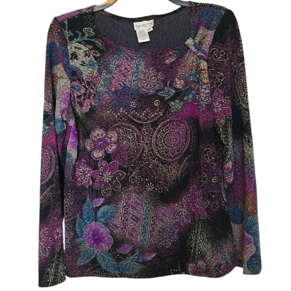 3/$15 Coldwater Creek Floral Print Blouse Size Medium